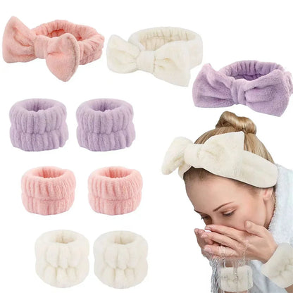 3pcs Wash Face Wristband Headband Set